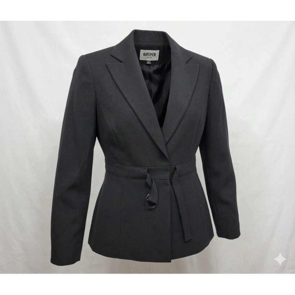 Kasper Women's 2 Piece Dark Gray Sorority Collection Pantsuit Set. Size 2P